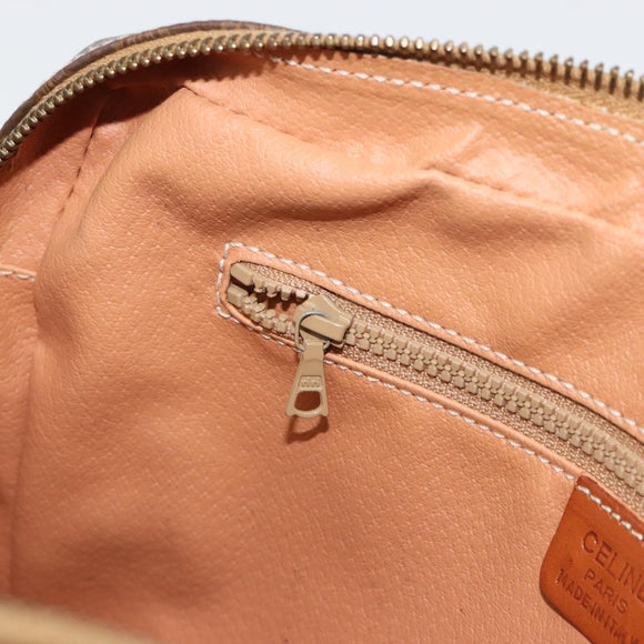 CELINE Macadam Canvas Clutch Bag PVC Leder Braun Gold Auth 182456