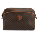CELINE Macadam Canvas Clutch Bag PVC Leder Braun Gold Auth 182456-13