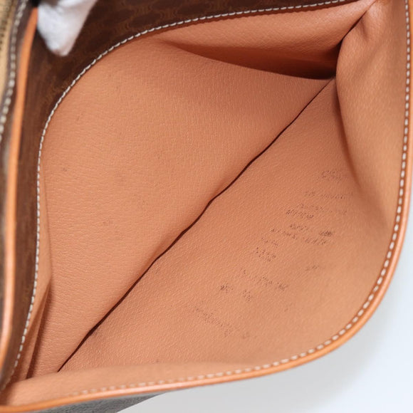 CELINE Macadam Canvas Clutch Bag PVC Leder Braun Gold Auth 182456