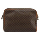 CELINE Macadam Canvas Clutch Bag PVC Leder Braun Gold Auth 182456-2