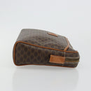 CELINE Macadam Canvas Clutch Bag PVC Leder Braun Gold Auth 182456-3