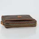CELINE Macadam Canvas Clutch Bag PVC Leder Braun Gold Auth 182456-5