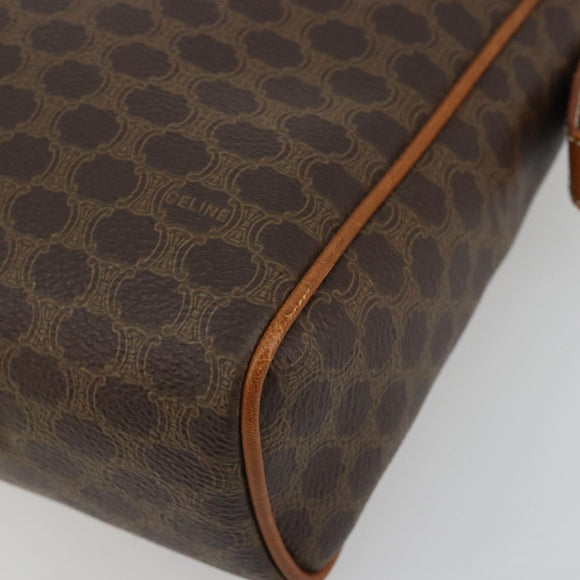 CELINE Macadam Canvas Clutch Bag PVC Leder Braun Gold Auth 182456