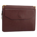 CARTIER Must Line Clutch Bag Leather Bordeaux Gold Auth 182457-1
