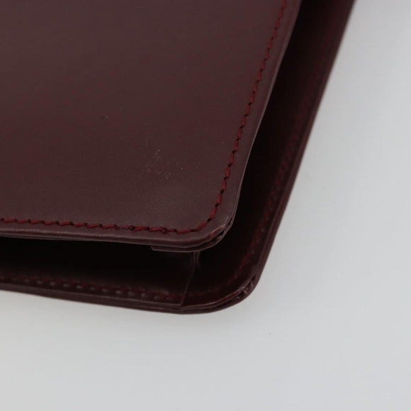 CARTIER Must Line Clutch Bag Leather Bordeaux Gold Auth 182457