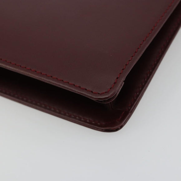 CARTIER Must Line Clutch Bag Leather Bordeaux Gold Auth 182457