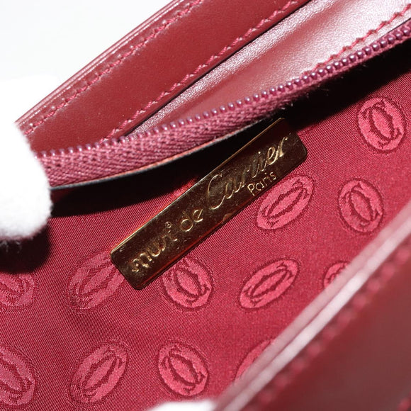 CARTIER Must Line Clutch Bag Leather Bordeaux Gold Auth 182457