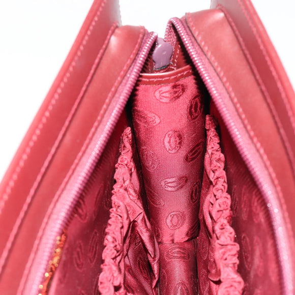 CARTIER Must Line Clutch Bag Leather Bordeaux Gold Auth 182457