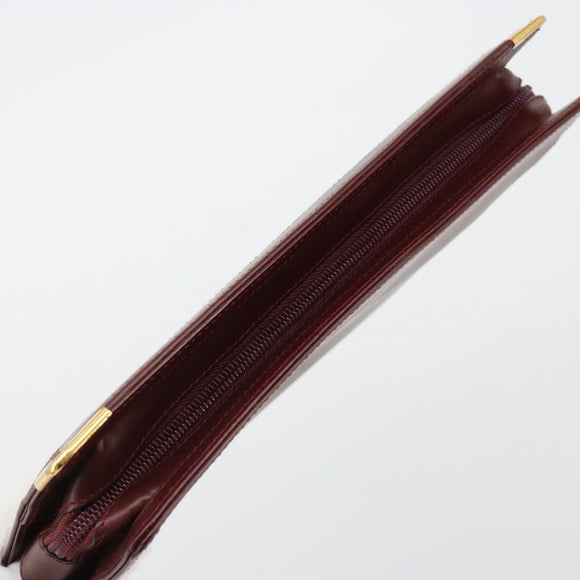 CARTIER Must Line Clutch Bag Leather Bordeaux Gold Auth 182457