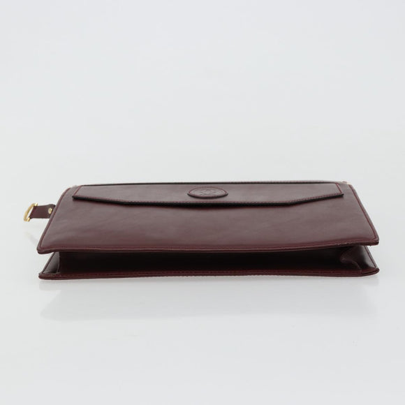 CARTIER Must Line Clutch Bag Leather Bordeaux Gold Auth 182457