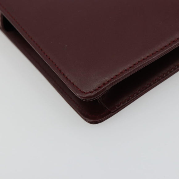 CARTIER Must Line Clutch Bag Leather Bordeaux Gold Auth 182457