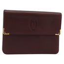 CARTIER Must Line Clutch Bag Leather Bordeaux Gold Auth 182459-1