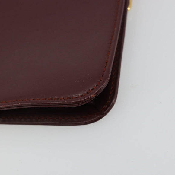 CARTIER Must Line Clutch Bag Leather Bordeaux Gold Auth 182459