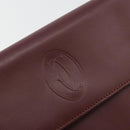 CARTIER Must Line Clutch Bag Leather Bordeaux Gold Auth 182459-17