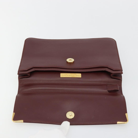 CARTIER Must Line Clutch Bag Leather Bordeaux Gold Auth 182459