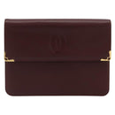 CARTIER Must Line Clutch Bag Leather Bordeaux Gold Auth 182459-13