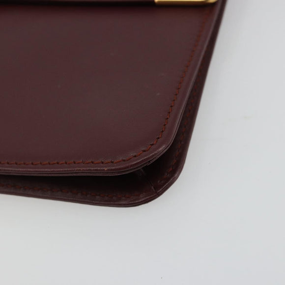 CARTIER Must Line Clutch Bag Leather Bordeaux Gold Auth 182459