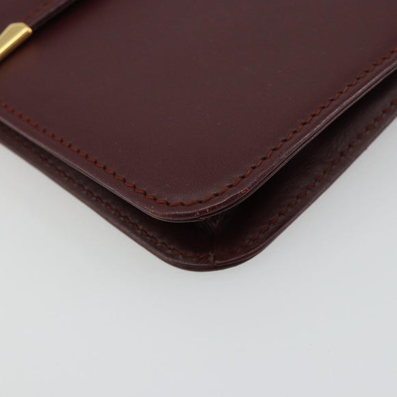 CARTIER Must Line Clutch Bag Leather Bordeaux Gold Auth 182459