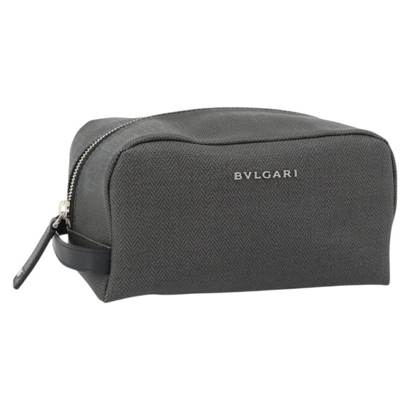 BVLGARI Clutch PVC Grau Silber Auth 182460A