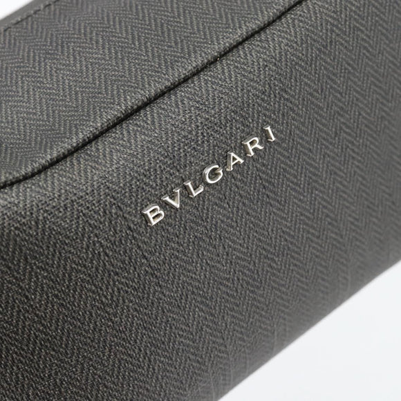 BVLGARI Clutch PVC Grau Silber Auth 182460A