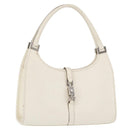 GUCCI Jackie Hand Bag Leather White Silver 002 1068 Auth 182461-1