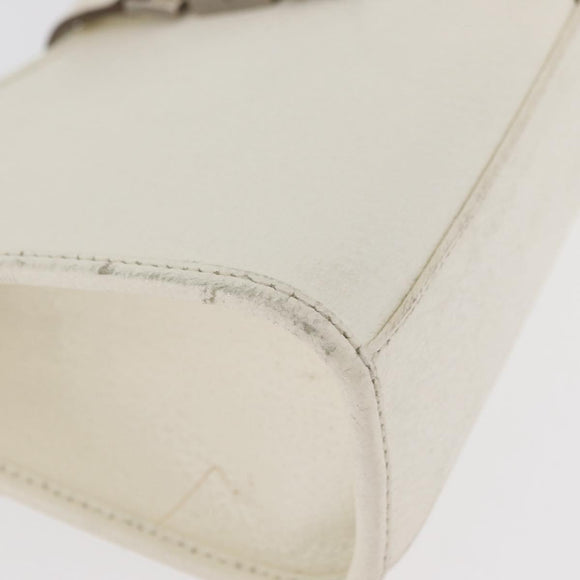 GUCCI Jackie Hand Bag Leather White Silver 002 1068 Auth 182461