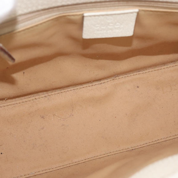 GUCCI Jackie Hand Bag Leather White Silver 002 1068 Auth 182461