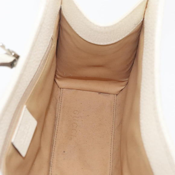 GUCCI Jackie Hand Bag Leather White Silver 002 1068 Auth 182461