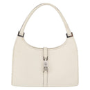 GUCCI Jackie Hand Bag Leather White Silver 002 1068 Auth 182461-13