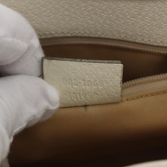 GUCCI Jackie Hand Bag Leather White Silver 002 1068 Auth 182461