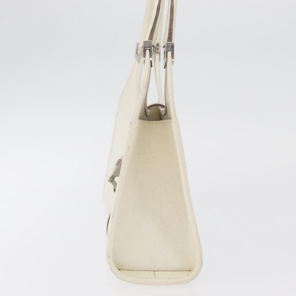 GUCCI Jackie Hand Bag Leather White Silver 002 1068 Auth 182461