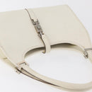 GUCCI Jackie Hand Bag Leather White Silver 002 1068 Auth 182461-6