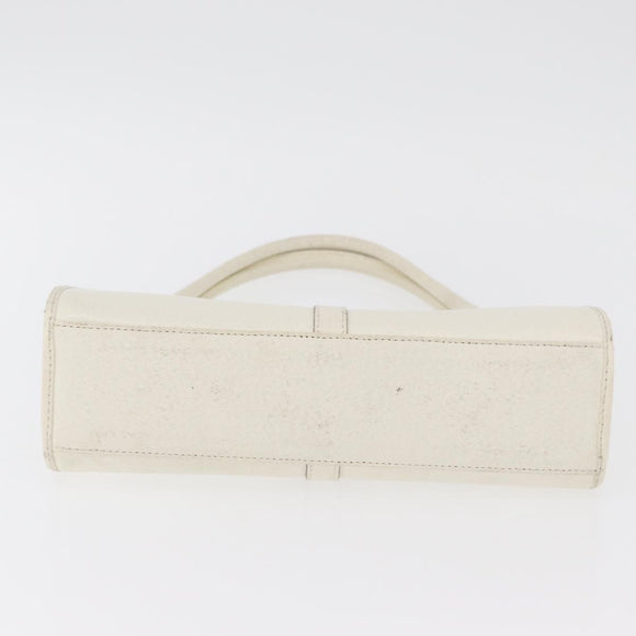 GUCCI Jackie Hand Bag Leather White Silver 002 1068 Auth 182461