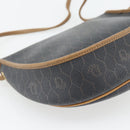 Christian Dior Honeycomb Canvas Umhängetasche PVC Schwarz Gold Auth 182462-13