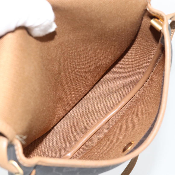 Christian Dior Honeycomb Canvas Umhängetasche PVC Schwarz Gold Auth 182462