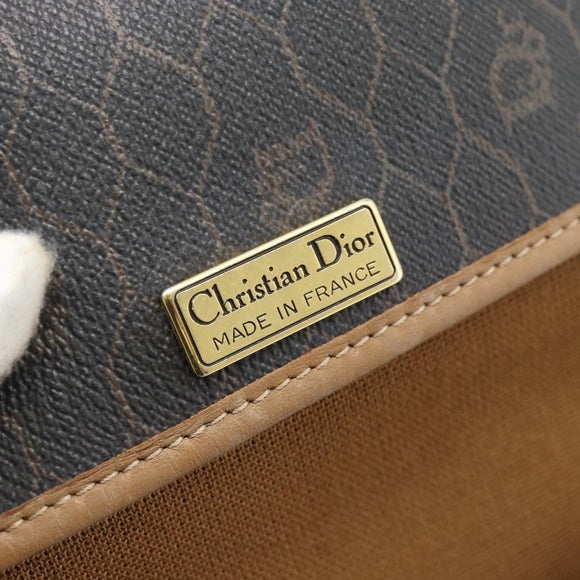 Christian Dior Honeycomb Canvas Umhängetasche PVC Schwarz Gold Auth 182462