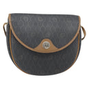 Christian Dior Honeycomb Canvas Umhängetasche PVC Schwarz Gold Auth 182462-2