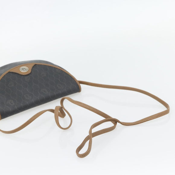 Christian Dior Honeycomb Canvas Umhängetasche PVC Schwarz Gold Auth 182462