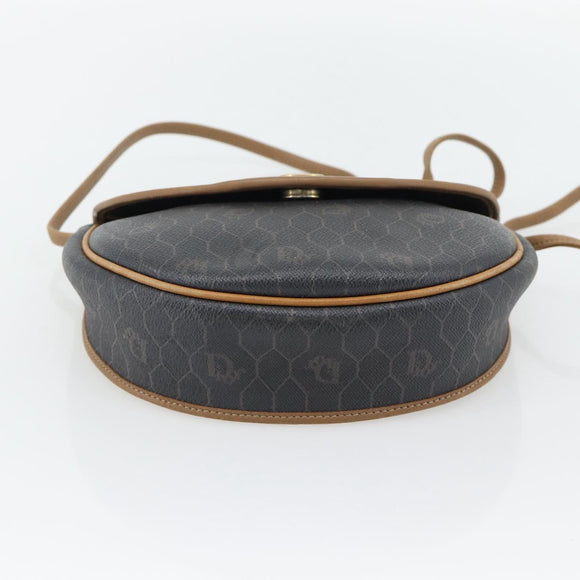 Christian Dior Honeycomb Canvas Umhängetasche PVC Schwarz Gold Auth 182462