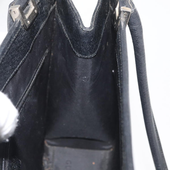 GUCCI Jackie Hand Bag Leather Black Silver 002 1073 1705 Auth 182463A