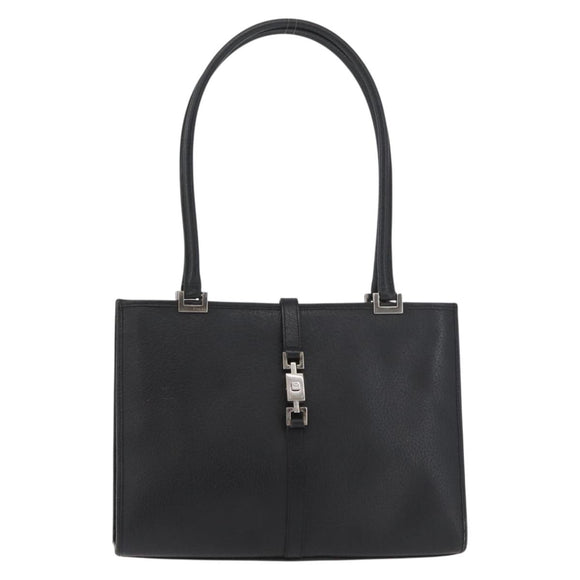 GUCCI Jackie Hand Bag Leather Black Silver 002 1073 1705 Auth 182463A
