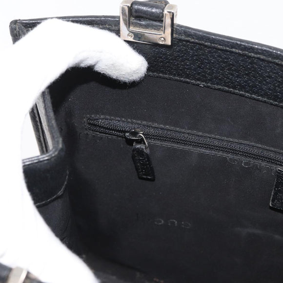 GUCCI Jackie Hand Bag Leather Black Silver 002 1073 1705 Auth 182463A