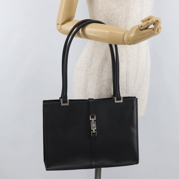 GUCCI Jackie Hand Bag Leather Black Silver 002 1073 1705 Auth 182463A