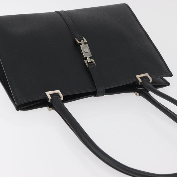 GUCCI Jackie Hand Bag Leather Black Silver 002 1073 1705 Auth 182463A