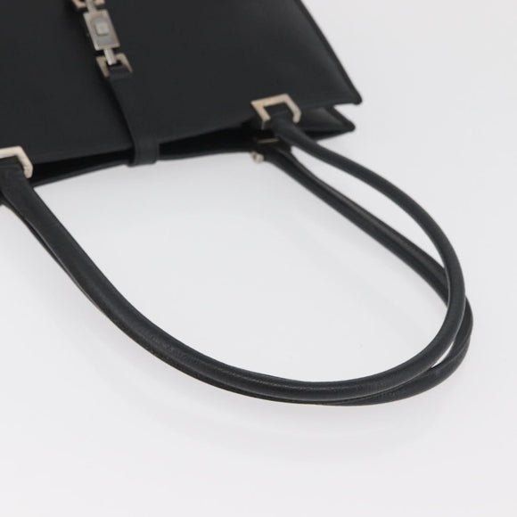 GUCCI Jackie Hand Bag Leather Black Silver 002 1073 1705 Auth 182463A