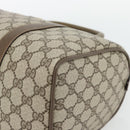 GUCCI GG Supreme Web Sherry Line Boston Bag PVC Beige Gold Auth 182464-10