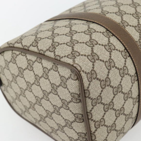 GUCCI GG Supreme Web Sherry Line Boston Bag PVC Beige Gold Auth 182464