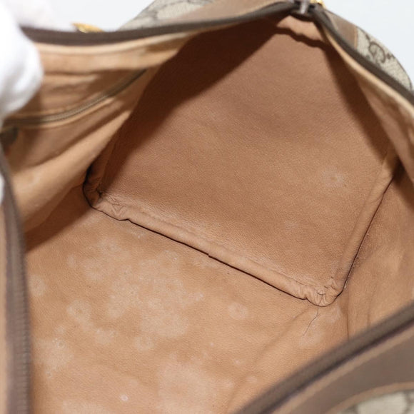 GUCCI GG Supreme Web Sherry Line Boston Bag PVC Beige Gold Auth 182464