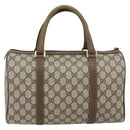 GUCCI GG Supreme Web Sherry Line Boston Bag PVC Beige Gold Auth 182464-3