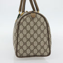 GUCCI GG Supreme Web Sherry Line Boston Bag PVC Beige Gold Auth 182464-5